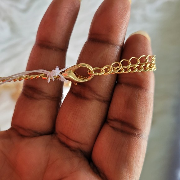 Women's Light Pink Gold Beautiful Flower Rhinestone Choker Necklace - Picture 3 of 3